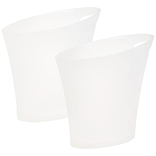 Okllen 2 Pacote de lixo de plástico com alça, lixo esbelto da lata de lixo pequena lata de lixo, lixeira de lixo de lixo para espaço estreito, cozinha, casa, escritório, branco, oval inclinado
