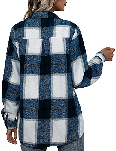 Swrowesi feminino casual botão de lapela para baixo camisa xadrez longa camisa de manga comprida inverno camisetas grandes de tamanho