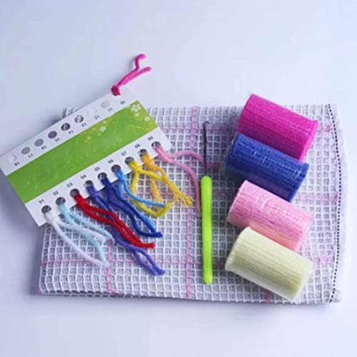 Kit de tapete bordado em lã Lcyz, kit de fios de crochê de brinquedo diy, kit de kit de tapete de bordado de carpete e kit de threads, artesanato de crochê para crianças e adultos
