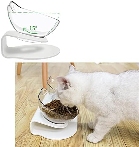 Tigelas de comida de gato para gatos internos com moldura de suporte, inclinação de 15 ° CAT ALIMENTADOR DE PLACA DE CAT