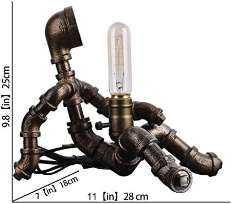 Lâmpada de mesa para dovdov steampunk, lâmpada de tubo de água industrial de robô criativo, decoração retrô personalidade