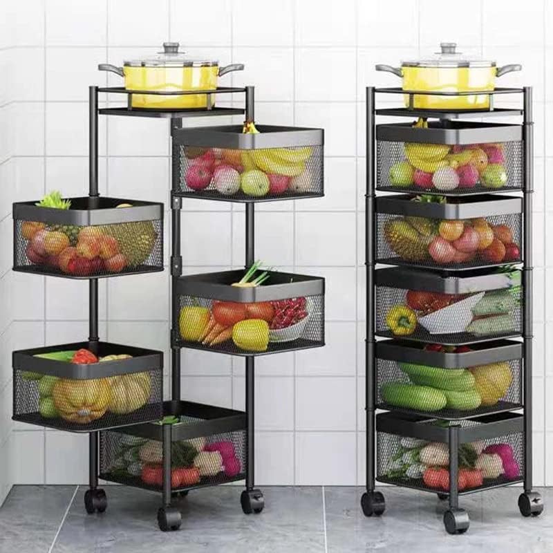 ZCMEB Multi-camada de camada de cozinha Rack de armazenamento vegetal e cesta de frutas carrinho de carrinho de cozinha multifuncional rack