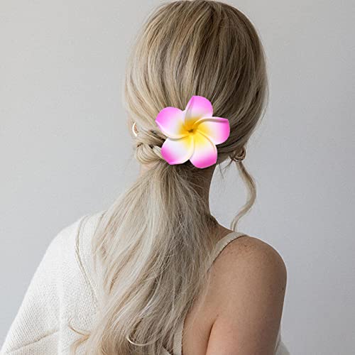 16 PCs Plumeria cabelos clipes de flores Barrettes multicolorosos havaianos cabelos florais pinos de gancho de cabelo feminino Festival Luau Luau