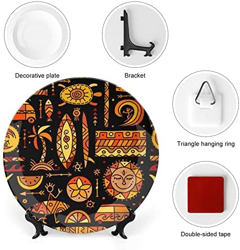 Placas de Cerâmica Redonda de Placa Decorativa do Padrão Tribal Padrões de Placas com Decoração para Decoração de Casamento de