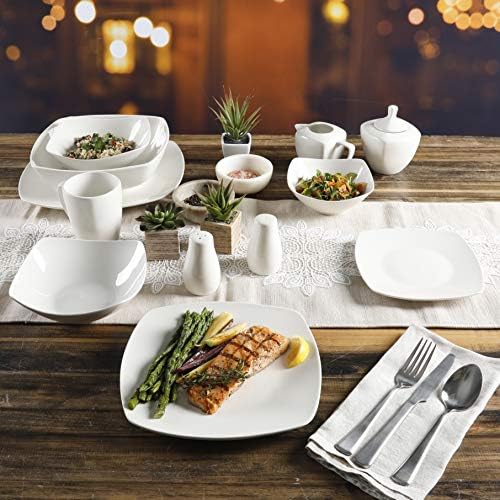 Gibson Home Zen Buffet Dinnerware Conjunto, Serviço para 6, branco