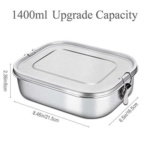 N/A Aço inoxidável Bento Box Lunch Rechaner, Bento Bento Box de 3 compartimentos para sanduíche e dois lados, 1400 ml de recipiente de alimentos para