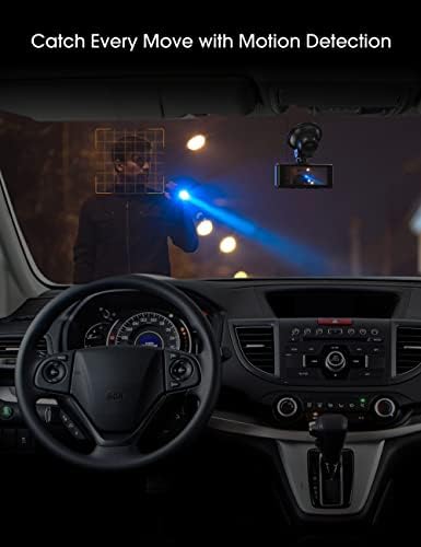 Dash Cam Front and Trast - 1080p Full HD Car Dash Câmera, câmera do painel com poderosa visão noturna | 310 ° de largura de largura | Monitor de estacionamento | Gravação de loop | Detecção de movimento | 64 GB suportado