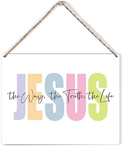 Jesus, a maneira como a verdade a vida bíblia versículo madeira sinal rústico de madeira cristã pendurada placa para o escritório