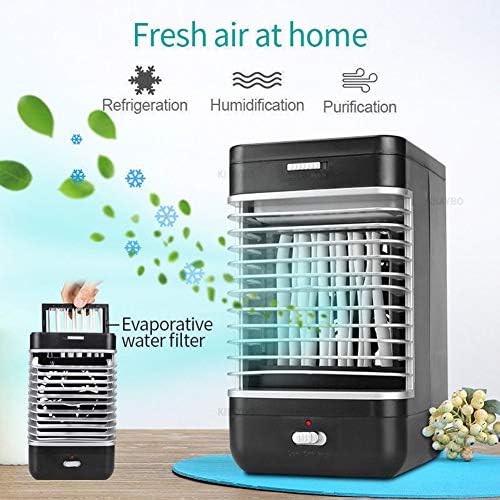 Resfriador de ar evaporativo e umidificador, ventilador de resfriamento silencioso portátil com 2 velocidades de