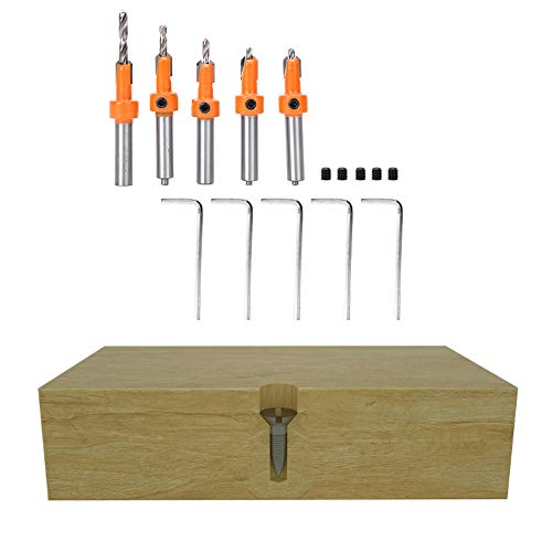 5 PCs Bolsa de contagem de contraste de água definida Fios de madeira Bit Bolas de madeira parafuso Ferramento de broca auto -gravação Bit Bit Tool com chave de chave hexadecutiva para engenharia de construção de casa DIY engenharia