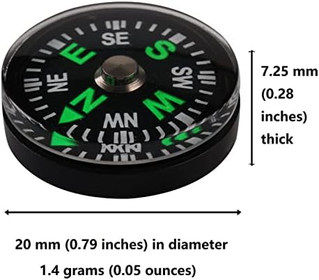 HJLIKE 50 peças Mini Compass Small Button for Kids 20mm A Bulk Highking líquido cheia de sobrevivência no conjunto de passeios de