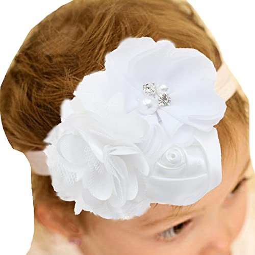 Bloomposh Baby Bandas de cabeça brancas Bandas de cabelo Armásticas de cabelo acessórios de cabelo para meninas recém -nascidas crianças crianças crianças crianças