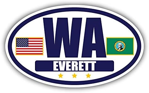Bandeira de Washington/American Flag Oval 3m Vinil Bumper Sticker Decalque | Navy e Gold Everett, WA Sticker Vinyl Decal