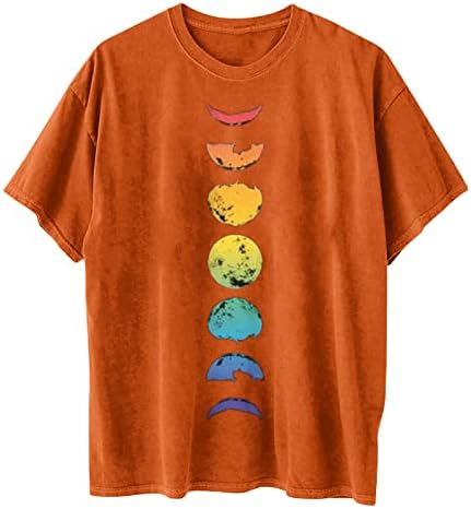 Camiseta solta para mulheres Blusa gráfica vintage Pescoço redondo de manga curta Tops 2023 Camisas casuais de verão