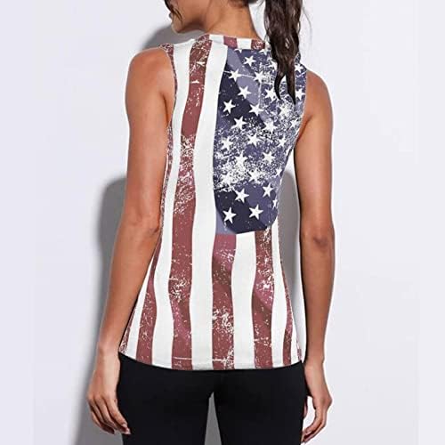4 de julho Camisetas femininas Tanque gráfico de tanques casuais American Bloups Bloups Stars Stars Print Cirts Cirtas - Dia da Independência