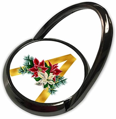 Imagem floral de Natal de 3drose do monograma de ouro A anéis de telefone