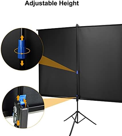 Tela do projetor sxyltnx 72 100 polegadas Tripé Stand 16: 9 Tela de projeção portátil 4K Tela de filmes 3D para escritório em casa