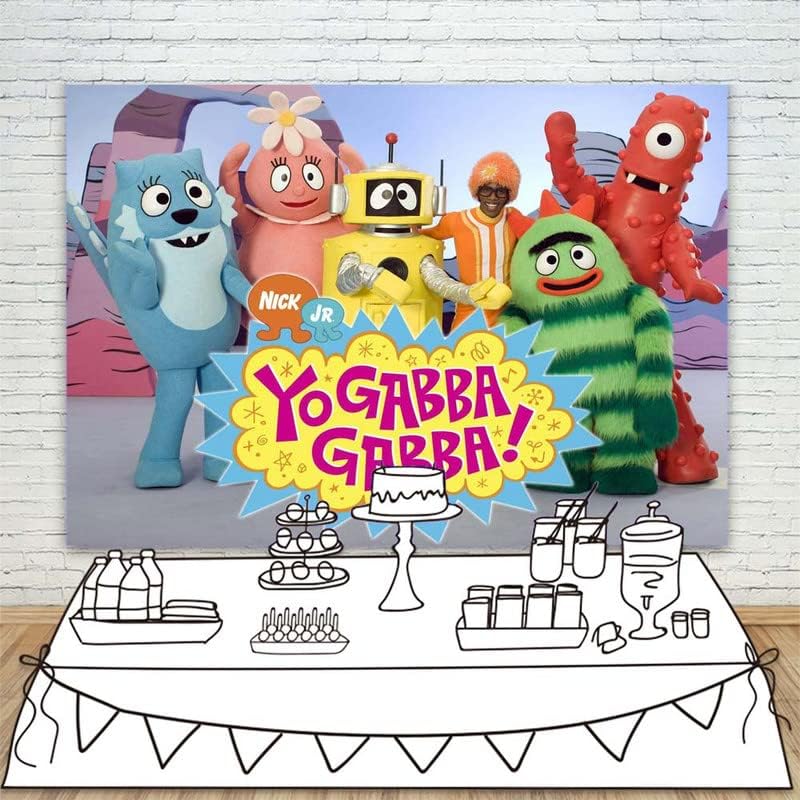 Yo Gabba Gabba Feliz Aniversário Banner de 5x3ft Too de brinquedo tema Yo Gabba Gabba Party Supplies 1º Aniversário Vinil Cartoon Monstros