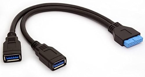 Cabo do adaptador de placa -mãe USB 3.0 Converter 20 pinos para duas fêmeas, um tipo de chumbo para jogos DIY PC 25cm