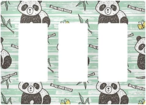 Yyzzh fofo bebê panda urso bambu bambu borboleta listra branca single gangue rocker switch placa 2,9 x 4,6 decoração de placa