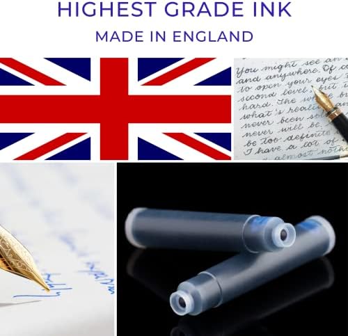 Cartuchos de tinta de caneta -tinta Scriveiner - azul - 20 cartuchos de tinta internacional padrão, fabricados no Reino Unido, o