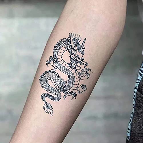Asdfgh 1pc chinês dragão tatuagem falsa transferência