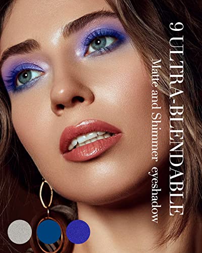 Maki Yika Blue Eyeshadow Paleta, Paleta de maquiagem de olho de olho azul do Dia das Mães 9color Blue