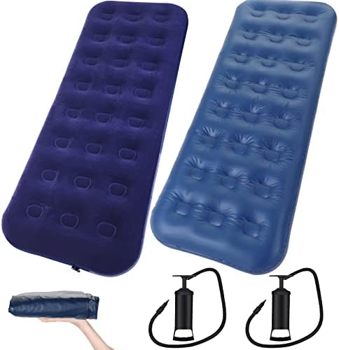 2 Pacote de pasta para dormir para acampar 75 x 28 x 8,6 '' Tapete de dormir com bombas 2 em 1 colchão inflável à prova d'água Compact Compact Lightweight Air Colchão para convidado Backpacking caminhada de caminhada em casa