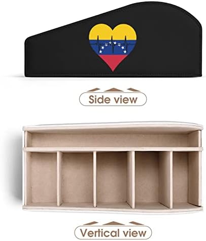 Love Venezuela Heartbeat Remote Control titular com 6 Compartamentos PU Caixa de armazenamento de organizador remoto de couro