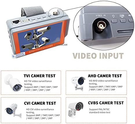 Monitor de testador de câmera CCTV IV5 5 polegadas 8MP AHD TVI CVI CVBS TESTE PORTABLE CCTV PTZ