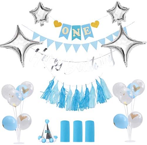 AMOSFUN CRIANÇAS ORNAMENTOS DE UM Cadeira alta Primeiro ano de decoração do aniversário Banner Balões Balões Tassel Banner decorativo