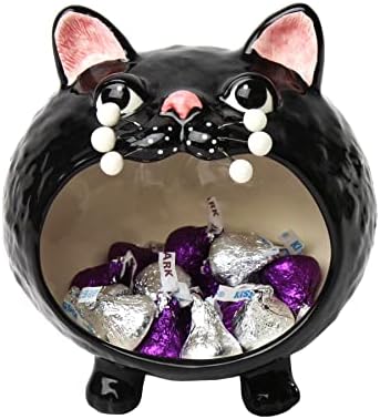 Cosmos Gifts Black Bykiser Cat Candy Bowl, 5 1/4 x 4 3/4 x 5 1/8 h