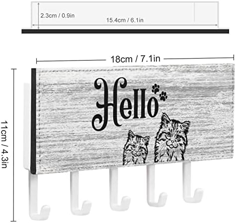 Hello Cat Key Titular Montagem de parede Chave Prateleira Regras de animais de estimação Auto adesivo Organizador Retro Organizador de Corretor de Correio Decorativo Para Entrada Mudroom Callway Office 7x4 polegadas