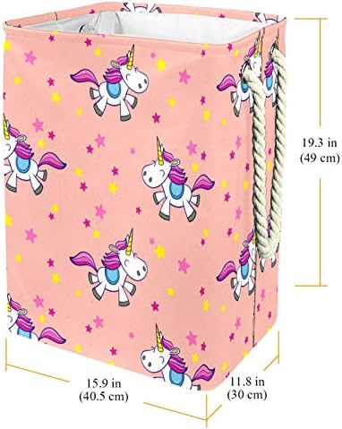 Deyya Pink Unicorn Laundry Bestkets dificultam altos altos dobráveis ​​para crianças adultas meninos adolescentes meninas em quartos banheiro 19.3x11.8x15.9 em/49x30x40.5 cm