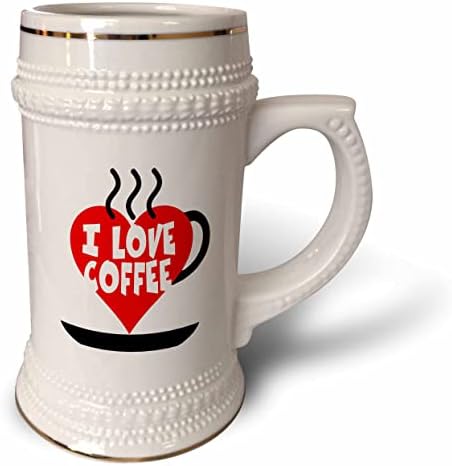 Imagem 3drose de palavras eu amo café com xícara de café em forma de coração - 22 onças de caneca