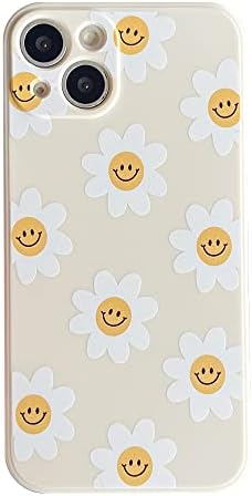 Sorriso de girassol Caixa de telefone flor fofa para Apple iPhone 14 Plus 6,7 Silicone suave capa para iPhone 14Plus - 6,7 polegadas
