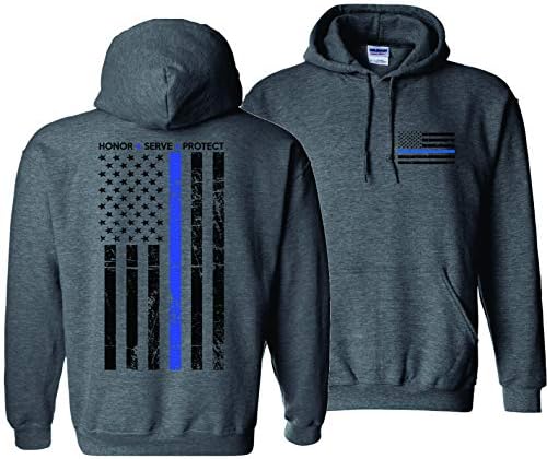 Patriot Apparel Linha azul da polícia unissex com capuz com capuz