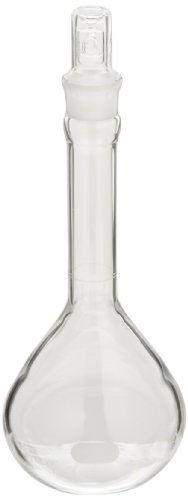 Corning Pyrex Borossilicate Glass Classe A Acesso EZ Acesso Boca larga Flask volumétrico com rolha de vidro padrão, capacidade de 100 ml