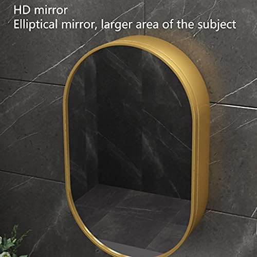 Armários de medicamento Armário de espelho de banheiro oval oval espelho de banheiro de alumínio incorporado ou superfície de montagem em aço inoxidável de aço oval cor de ouro tamanho 508014cm 50 80 14cm