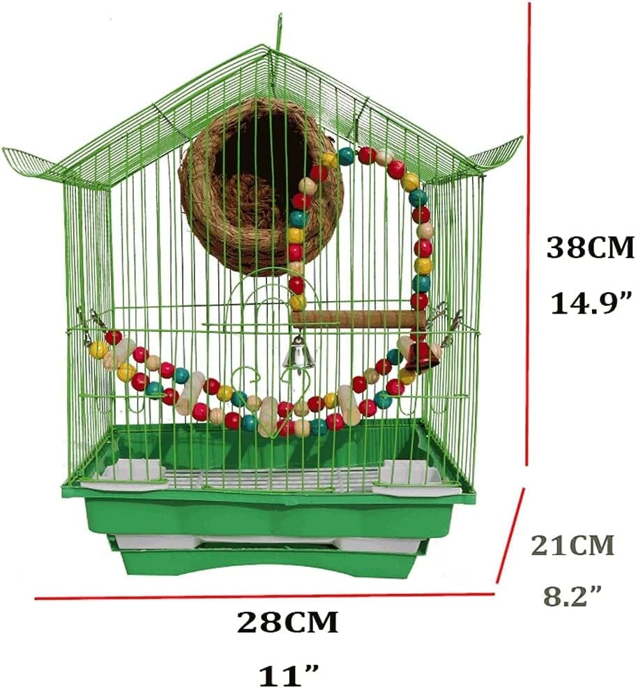 LiOons robustos cragues de pássaros simples gaiola de pássaro retrô simples gaiola de ferro forjado com suporte de pássaro rolante por suporte de pássaro durável para pássaros pequenos médios portáteis