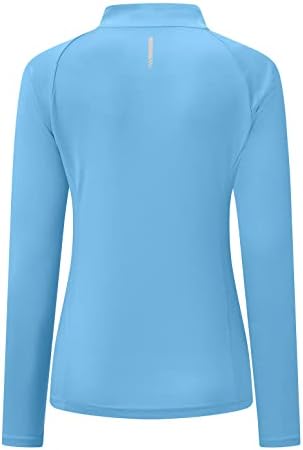 Camisas do sol feminino de Ysento camisas de caminhada de manga comprida 1/4 zip upf 50 camisas de pólo de golfe tops com