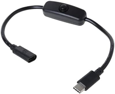 Cabo de extensão USB-C fêmea de minuteas tipo C, com interruptor ligado/desligado compatível com Raspberry Pi 4 compatível com o cabo de alimentação Android