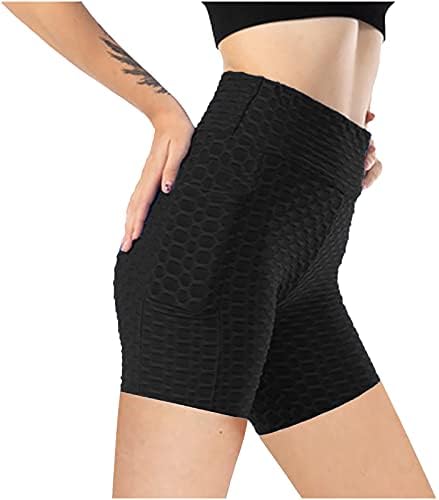 Women Basic Basic texturizado shorts de cintura alta lixo de altura short shorts shorts de verão shorts de motoqueiro de yoga com