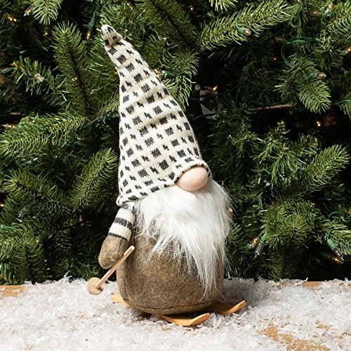 Esquio neve Papai Noel Gnome Médio de 13 polegadas de Natal