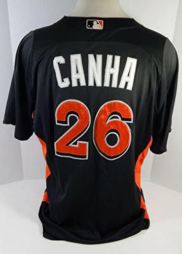 2012-13 Miami Marlins Mark Cana #26 Game usou Black Jersey St BP 48 81 - Jerseys MLB usada no jogo MLB