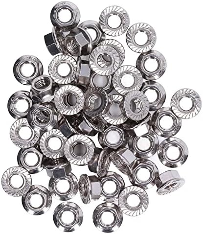 Porca de flange fafeicy 50pcs, A2-70 Conjunto de acessórios para fixadores de aço inoxidável, para fixação de manutenção,