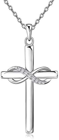 Amoraime 925 Colar cruzado de prata esterlina para mulheres Colar infinito para presentes de namorada para o Dia dos Namorados, aniversário