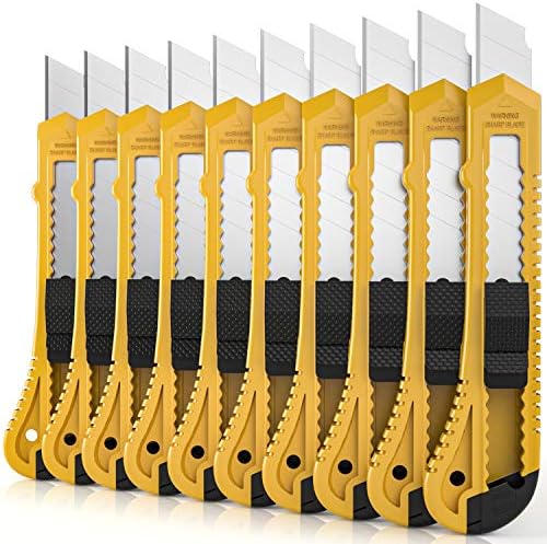 Nicpro 10 PCs Utility Knife Set, cortadores de caixas retráteis de 18 mm para faca de barbear a granel para cargos pesados, casa,