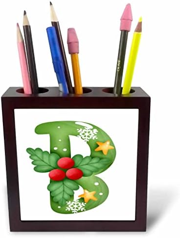 3drose fofo natal decorado monograma verde monograma inicial b - portadores de caneta de telha