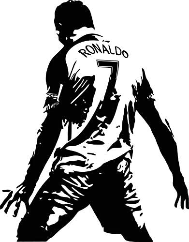 Adesivo de decalque de parede ronaldo ronaldo ronaldo pôster CR7 jogador de futebol de futebol adesivo de parede de parede de parede de parede de parede interior decoração de qualquer quarto mural de vinil impermeável mural